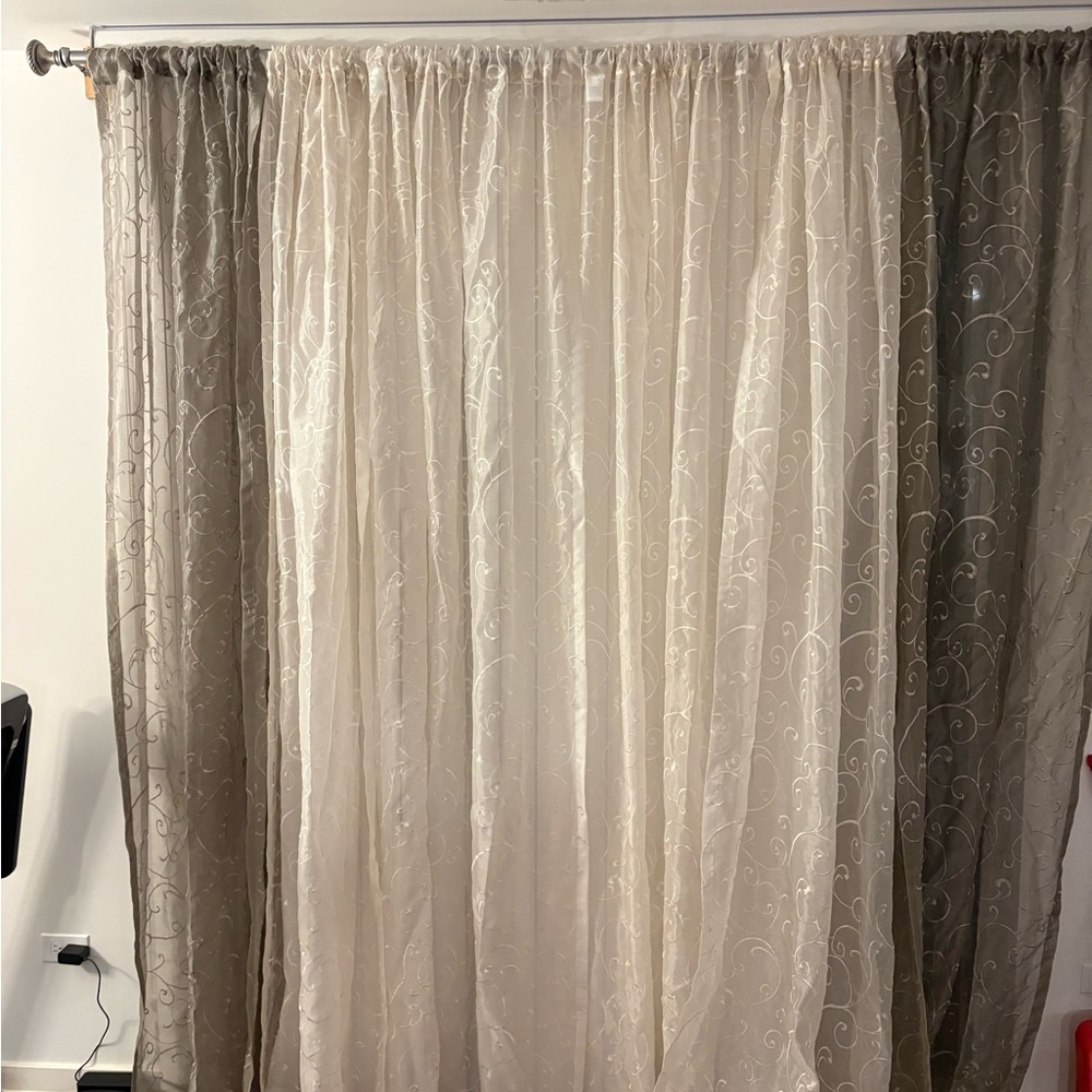 Elegant Cream and Brown Curtain Set